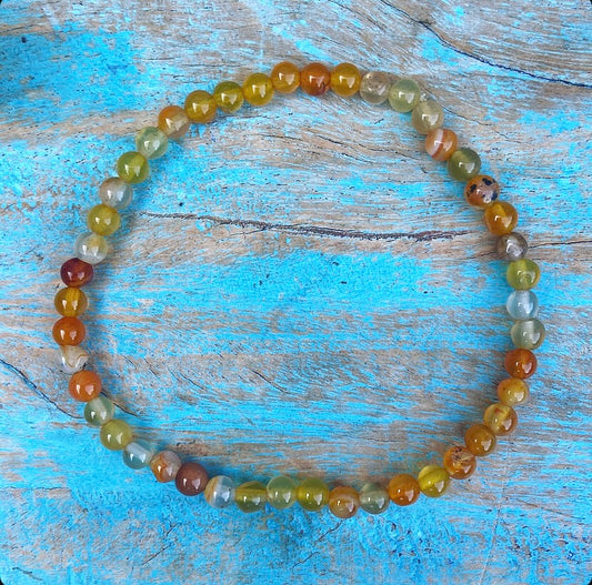 Oranje en Gele Agaat armbandje "Blijf Kalm"