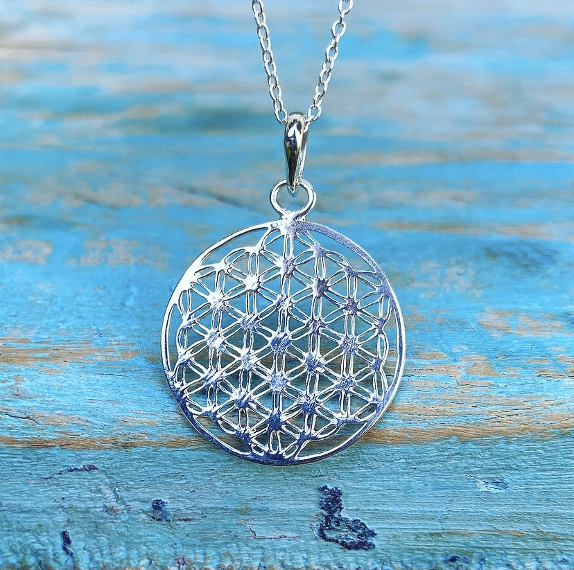 Zilveren hanger "Flower of Life"