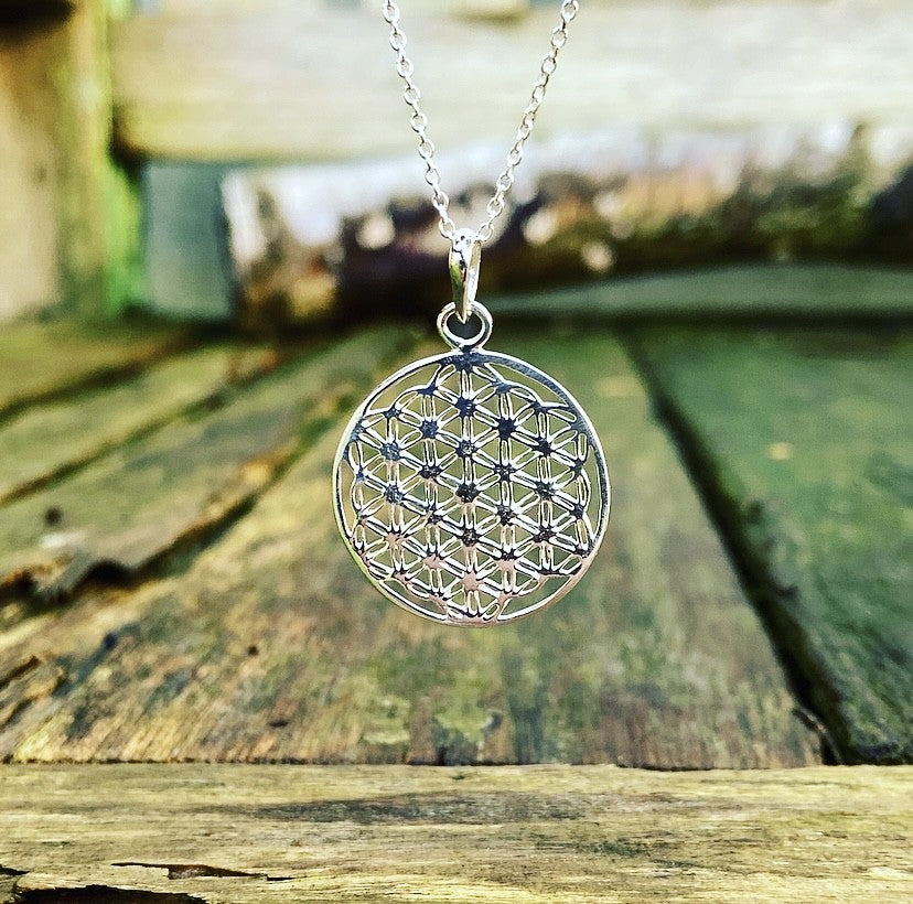 Zilveren hanger "Flower of Life"
