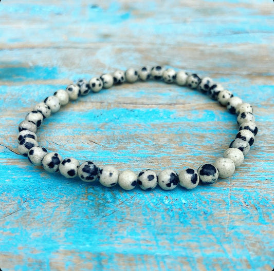 Dalmatiër Jaspis armbandje "Don't worry, be happy"