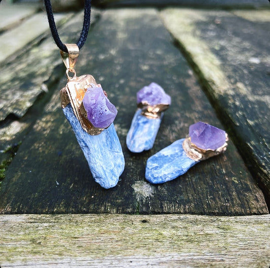 Kyaniet + Amethist hanger "Gedachten Lezen"