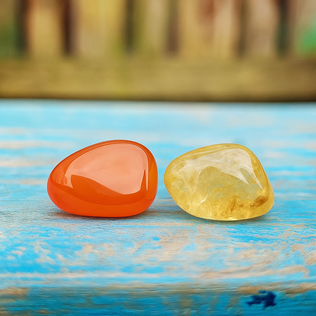 Citrien & Carneool geschenksetje "Krachtig & kwetsbaar: laat je lichtje schijnen"