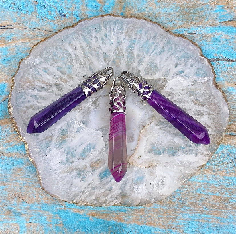 Energiepunt hanger Paarse Agaat "Mindfulness"