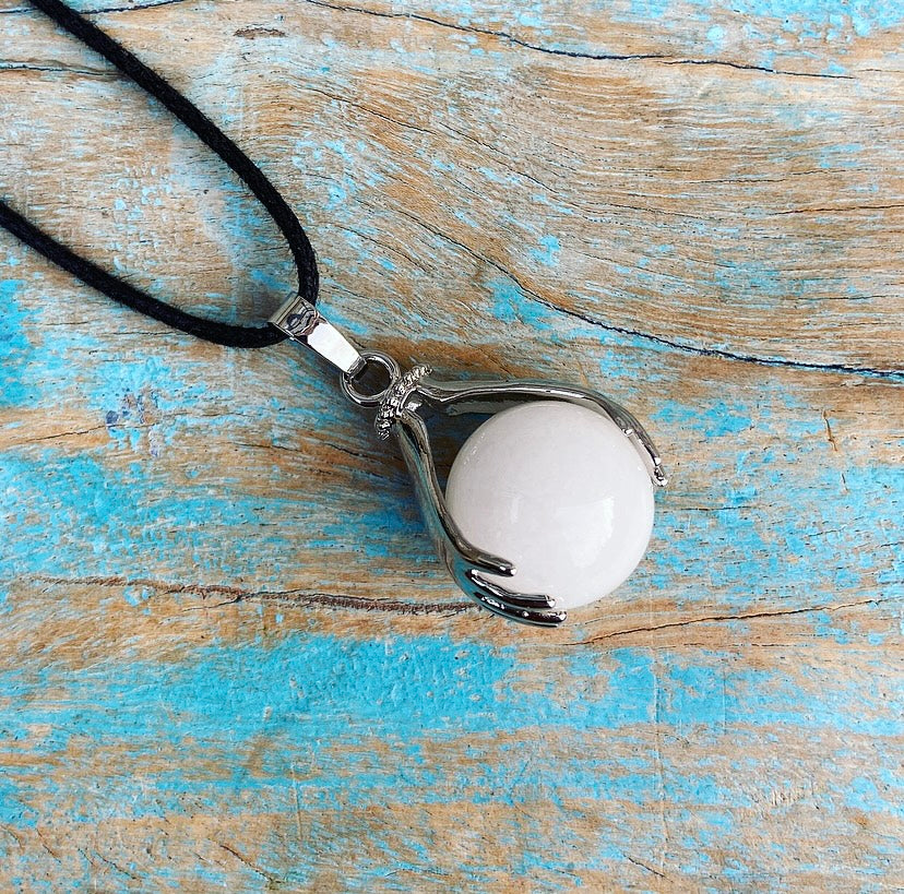 Healing Hands pendant White Jade "Trust & Letting Go"