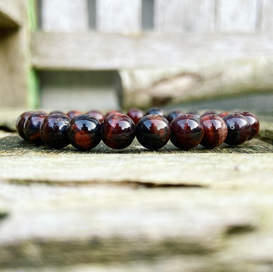 Rode Tijgeroog armband "Weet wat je waard bent"