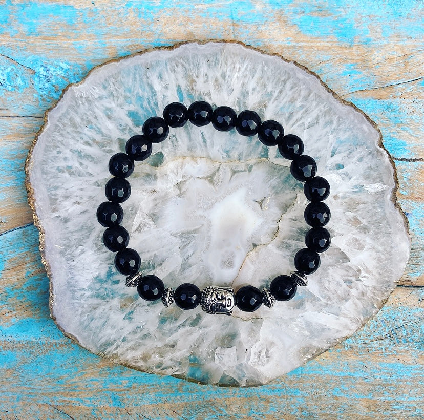 Boeddha armband onyx "Anti-Stress"