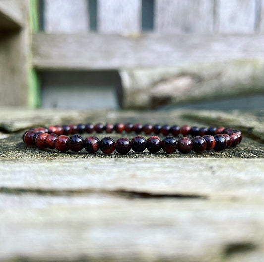Rode Tijgeroog armbandje "Weet wat je waard bent"