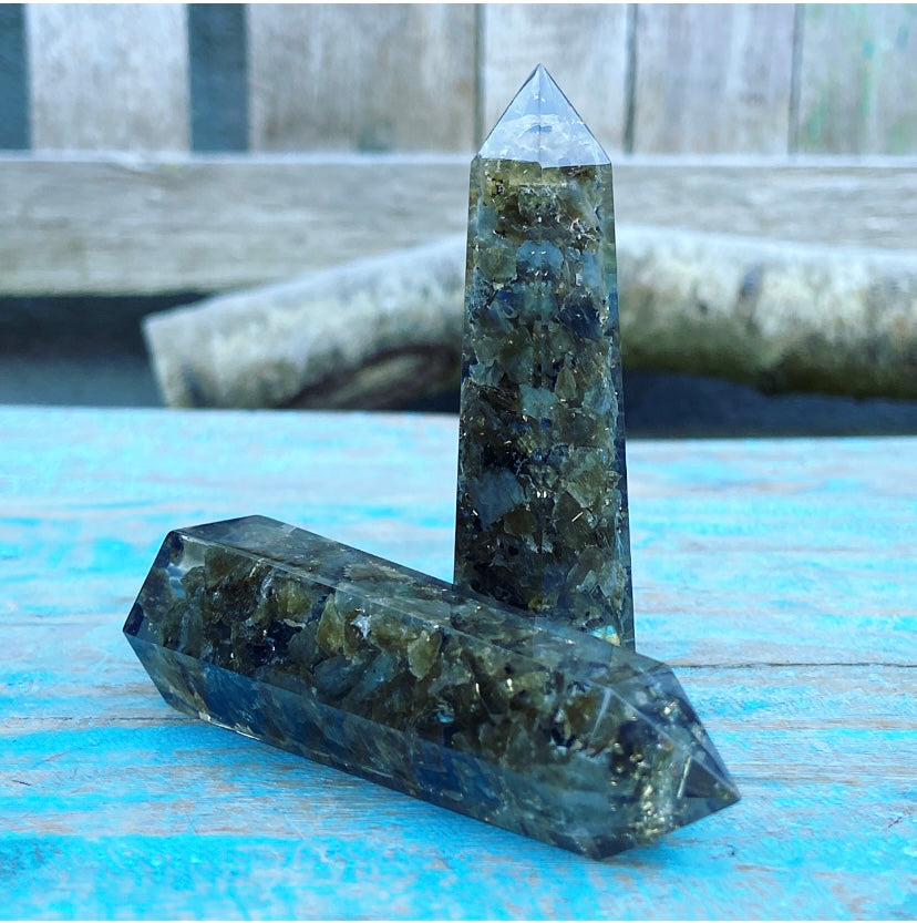 Labradoriet Orgon Obelisk "Spirituele Bescherming"