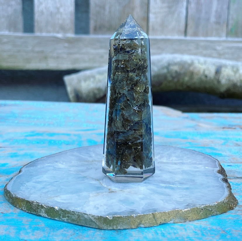 Labradoriet Orgon Obelisk "Spirituele Bescherming"