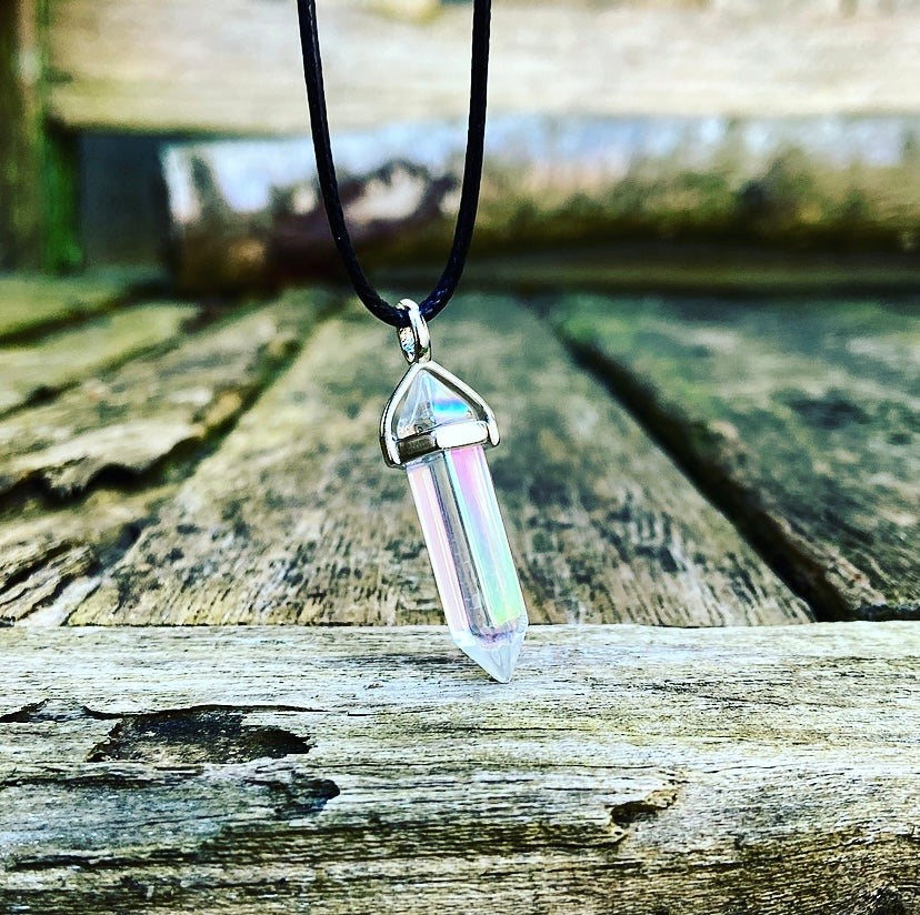 Dubbelpunt hanger Angel Aura Quartz "Energie van de Engelen"