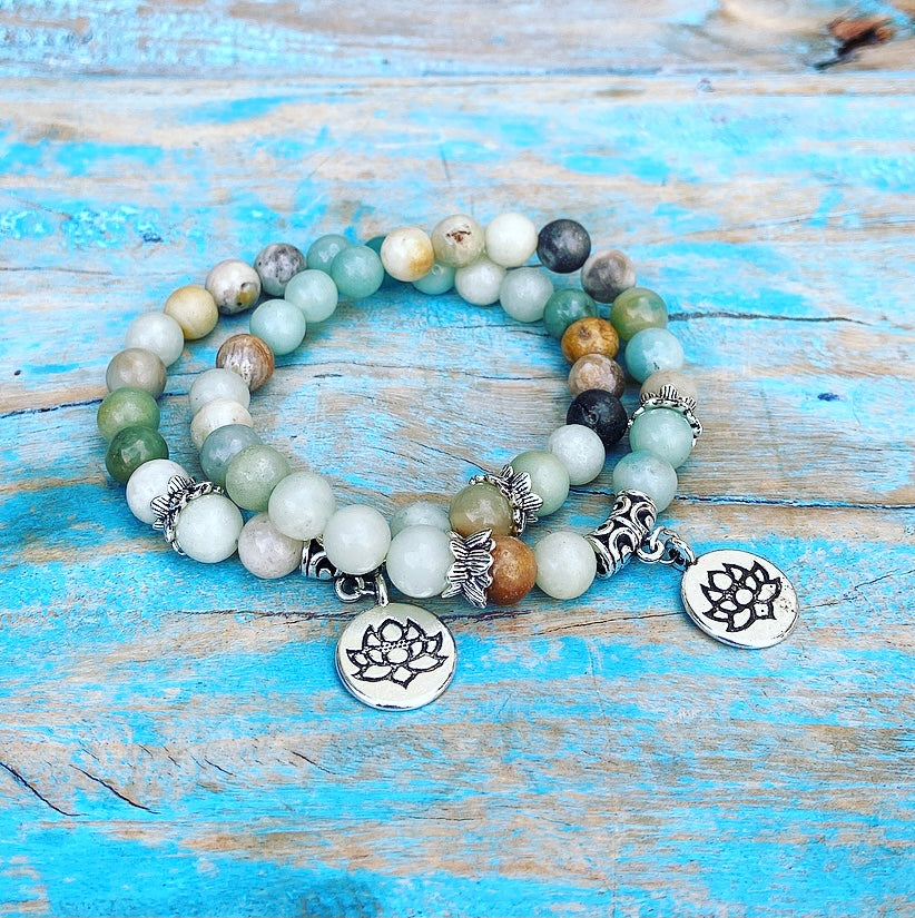Lucky Charm Armband Amazoniet "Lotus van de Lente"