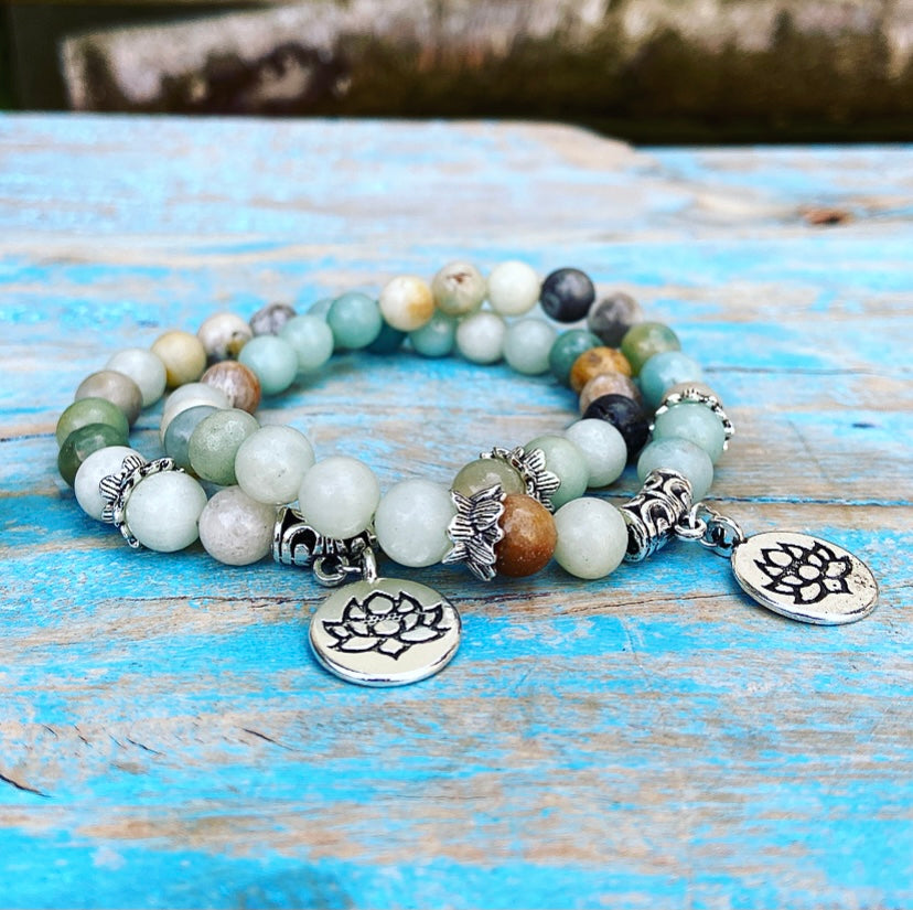 Lucky Charm Armband Amazoniet "Lotus van de Lente"