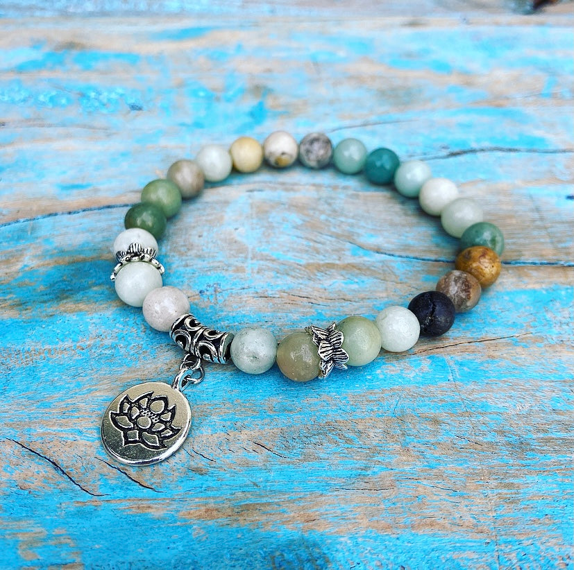 Lucky Charm Armband Amazoniet "Lotus van de Lente"