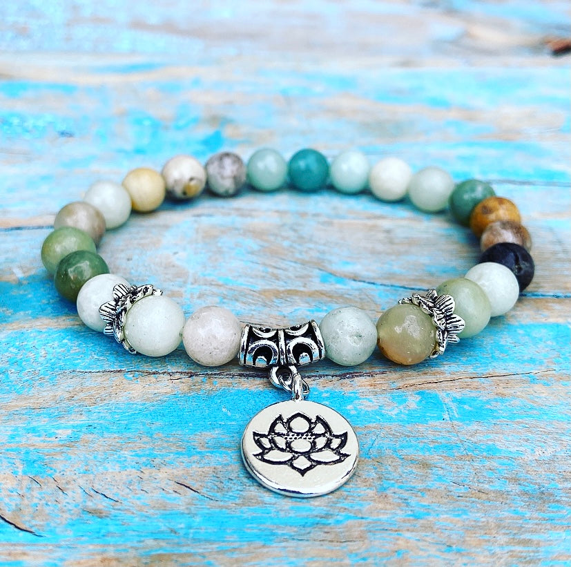 Lucky Charm Armband Amazoniet "Lotus van de Lente"