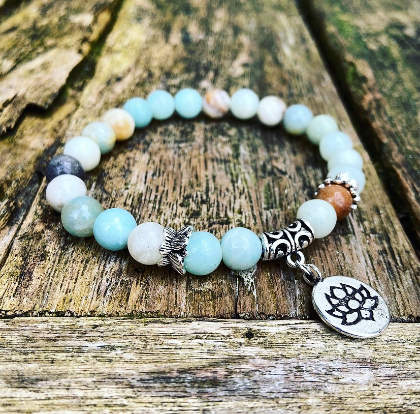 Lucky Charm Armband Amazoniet "Lotus van de Lente"