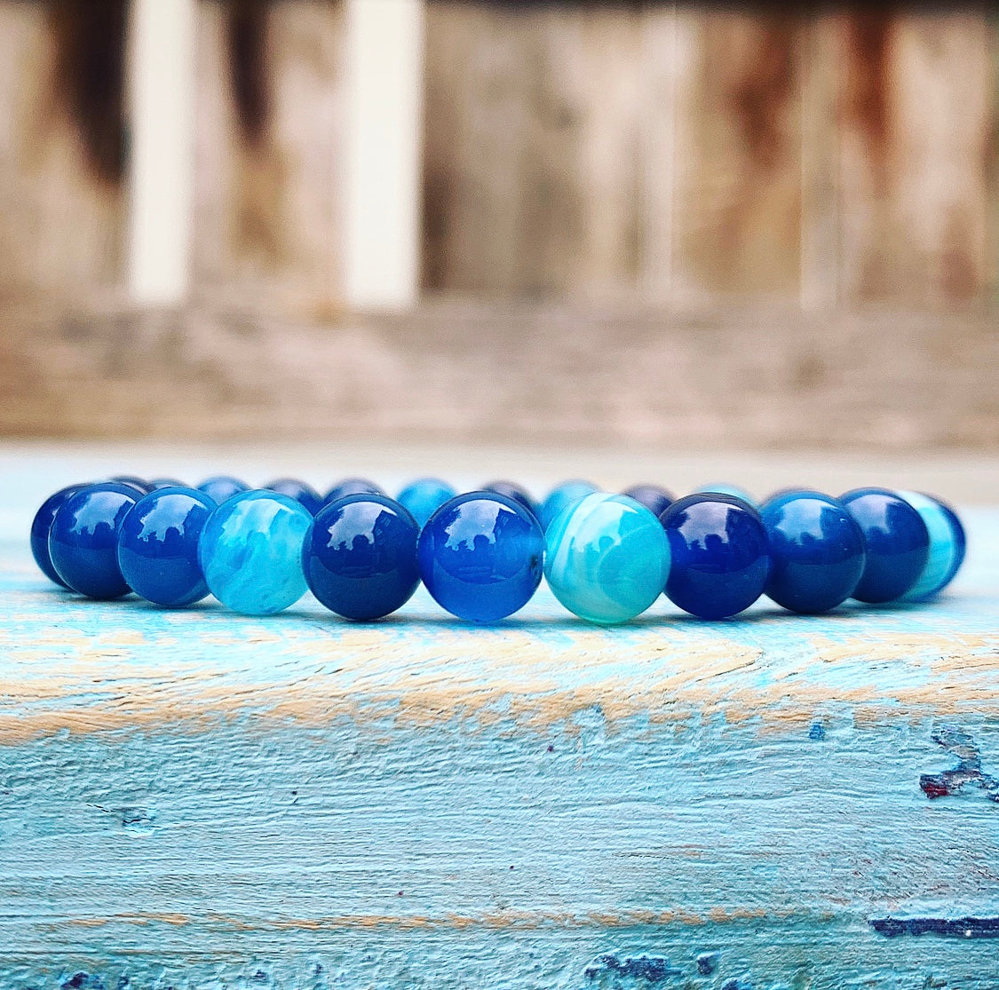 Blue agate bracelet "SELF-ESTEEM"