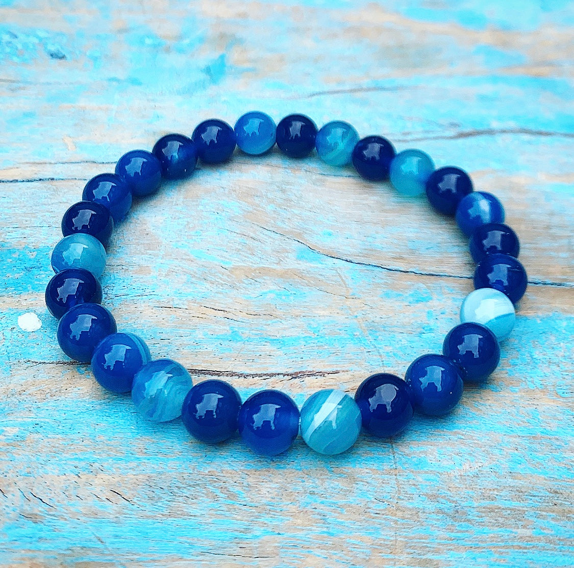 Blue agate bracelet "SELF-ESTEEM"
