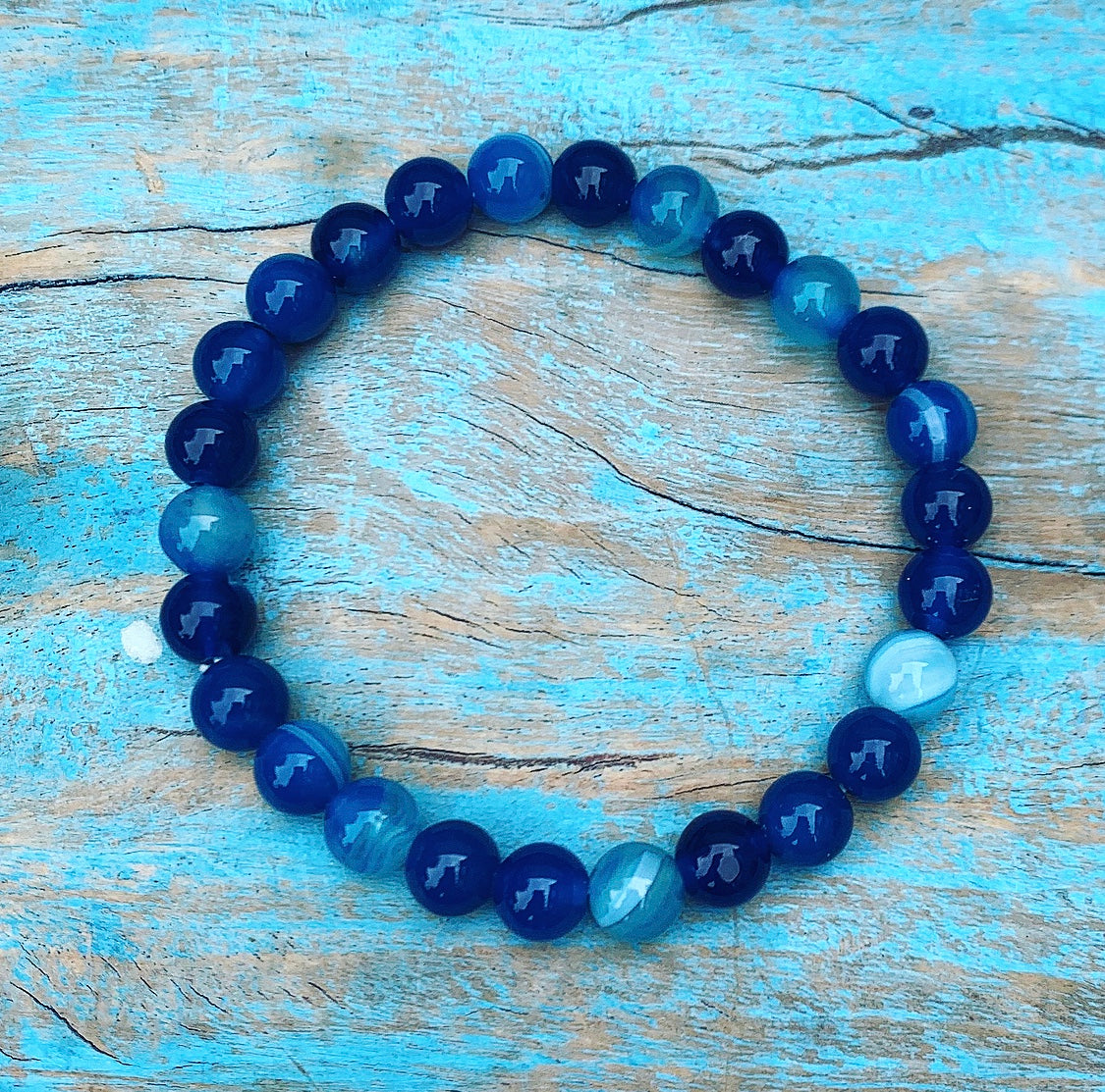 Blue agate bracelet "SELF-ESTEEM"