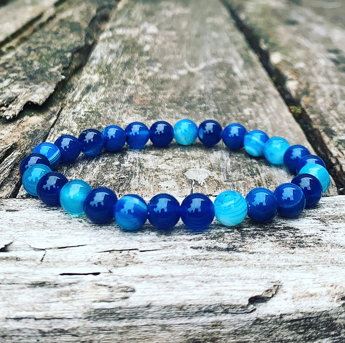 Blue agate bracelet "SELF-ESTEEM"