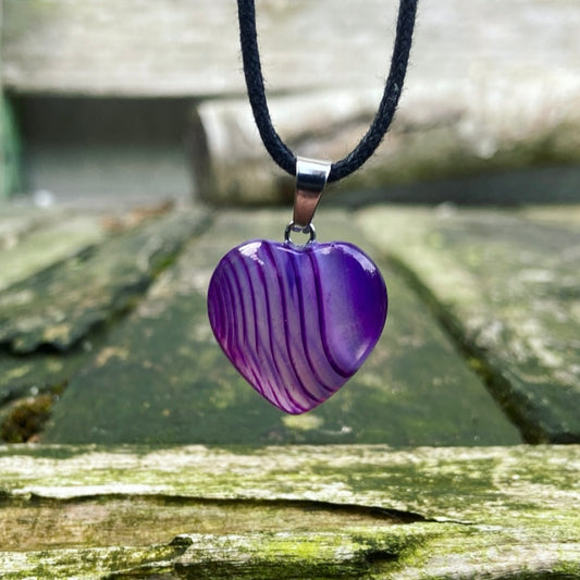 Paarse Agaat hart hangertje "Mindfulness"