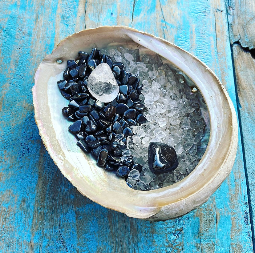 Gemstone Discharging & Charging Set "Abalone Yin Yang"