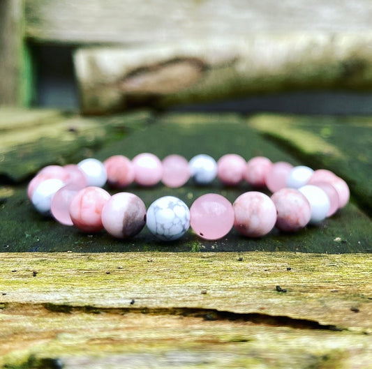 Armband Andes Opaal, Rozenkwarts & Howliet "Bevrijd je Liefdesenergie"