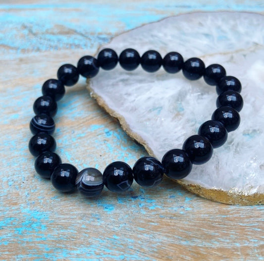 Zwarte Agaat armband "Innerlijke Rust"