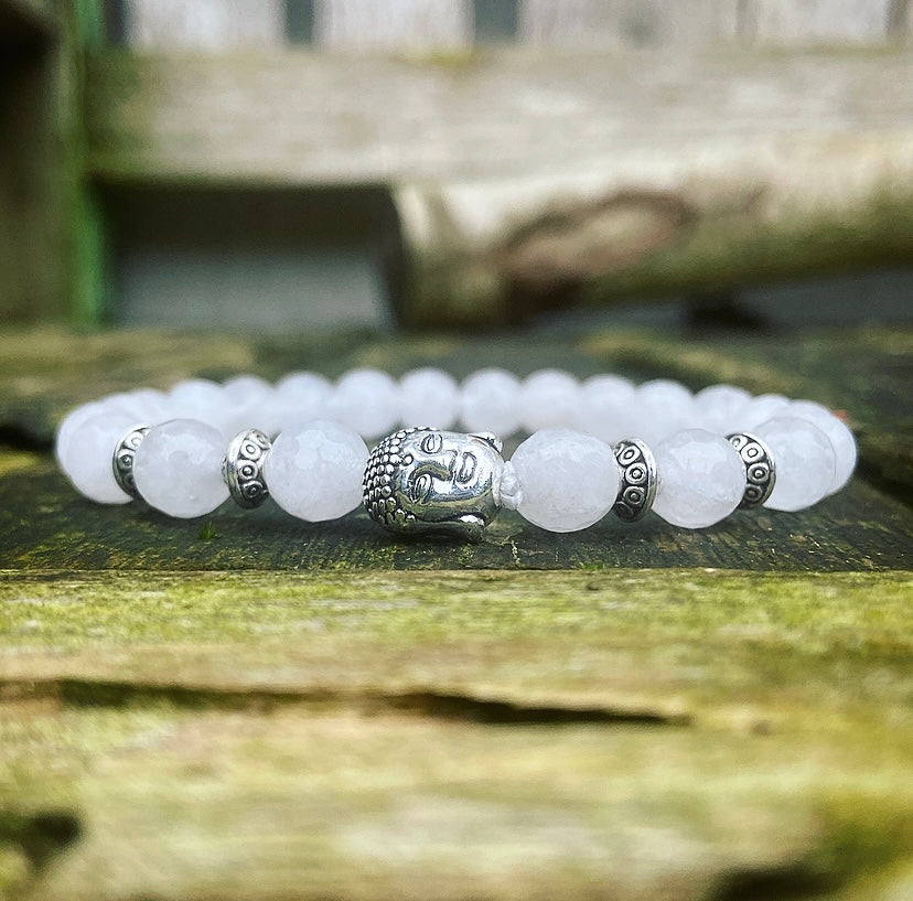 Boeddha armband witte jade "Vertrouwen & Loslaten"