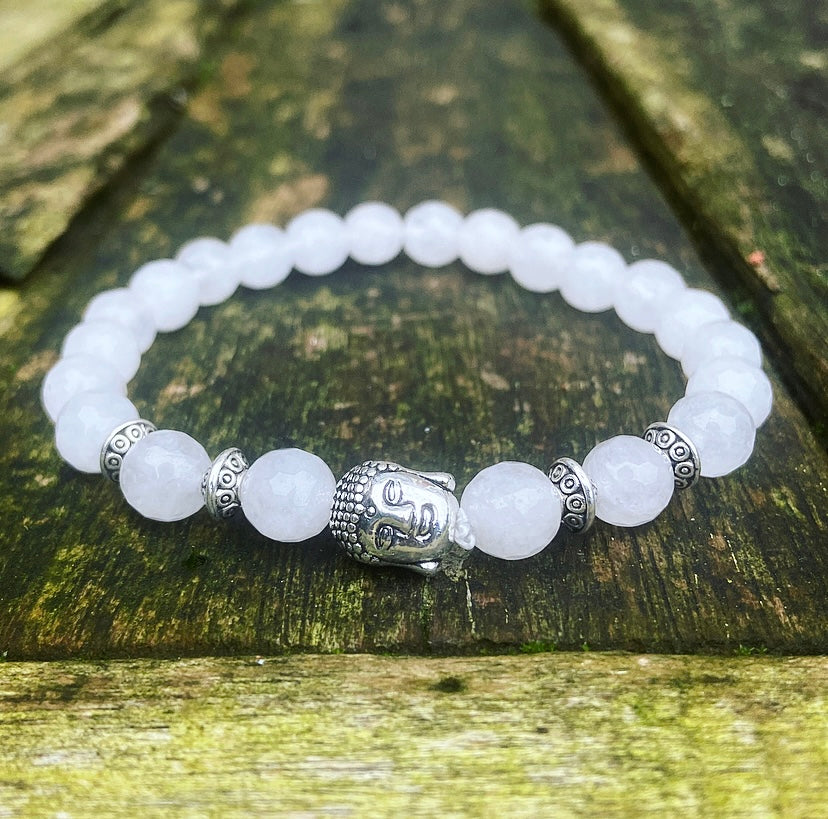 Boeddha armband witte jade "Vertrouwen & Loslaten"