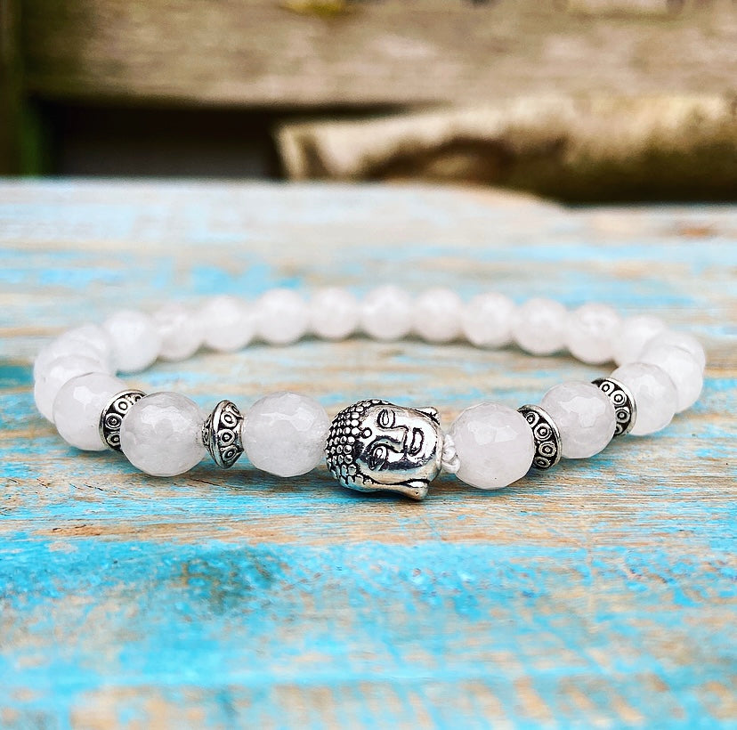 Boeddha armband witte jade "Vertrouwen & Loslaten"