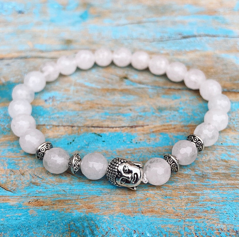 Boeddha armband witte jade "Vertrouwen & Loslaten"