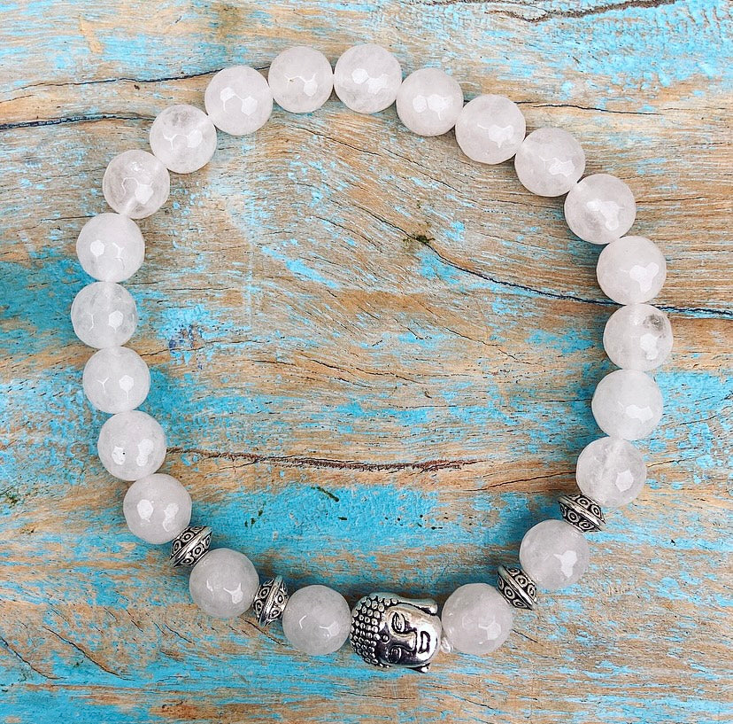 Boeddha armband witte jade "Vertrouwen & Loslaten"
