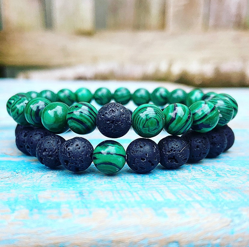 Armbanden set Malachiet "Innerlijke Vrijheid"