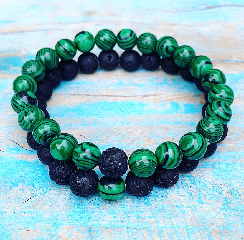 Armbanden set Malachiet "Innerlijke Vrijheid"