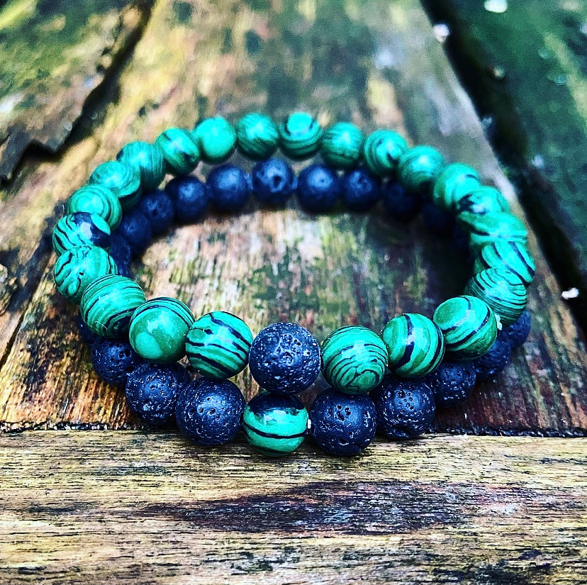 Armbanden set Malachiet "Innerlijke Vrijheid"