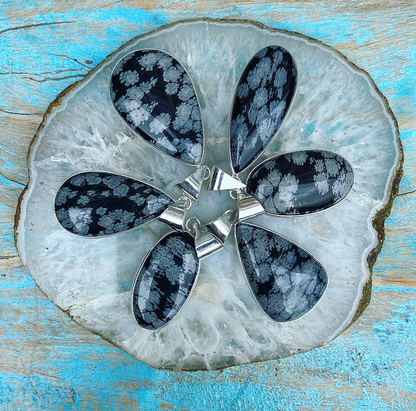 Sneeuwvlok Obsidiaan hanger "Yin & Yang in balans"