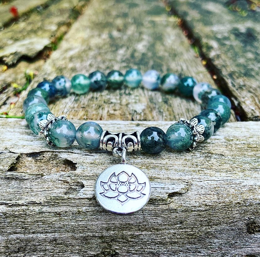 Lucky Charm Armband Mosagaat "Bloeiende Lotus"