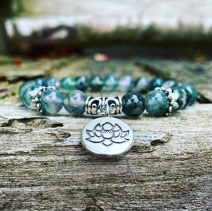 Lucky Charm Armband Mosagaat "Bloeiende Lotus"