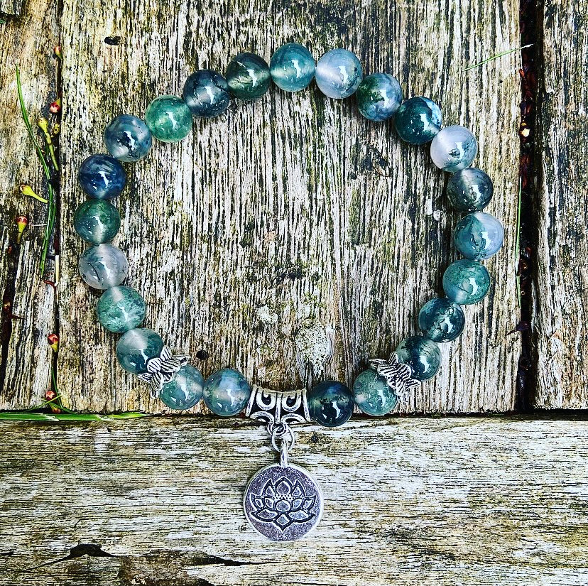 Lucky Charm Armband Mosagaat "Bloeiende Lotus"