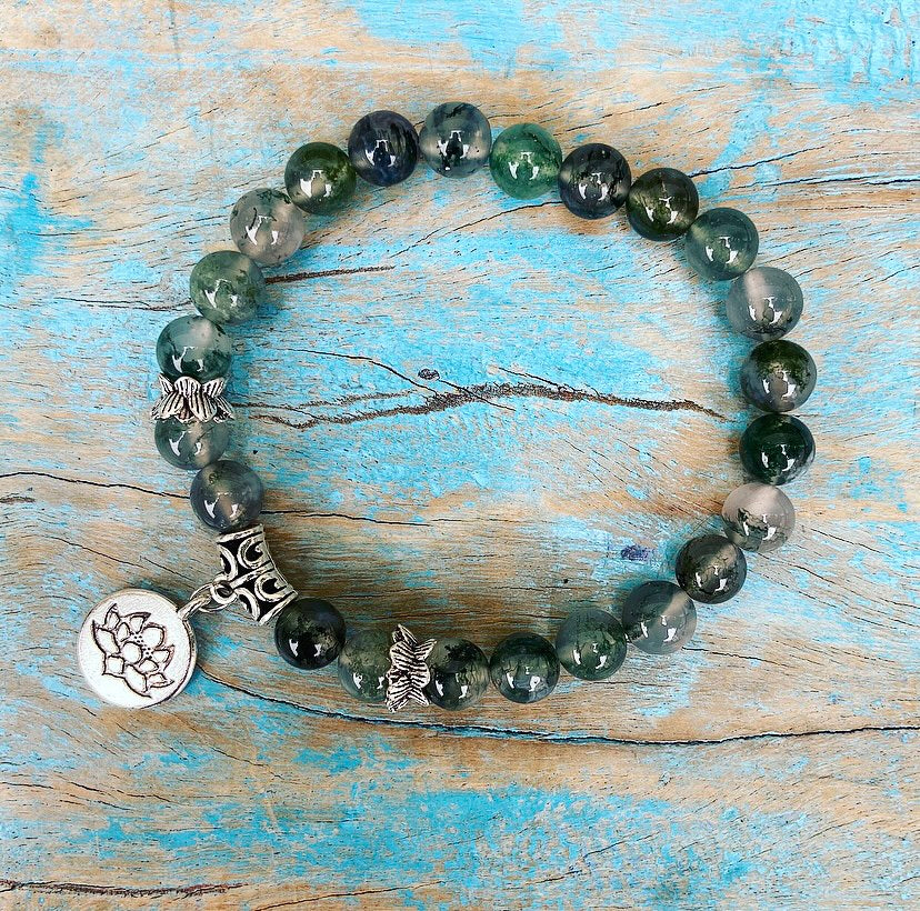 Lucky Charm Armband Mosagaat "Bloeiende Lotus"
