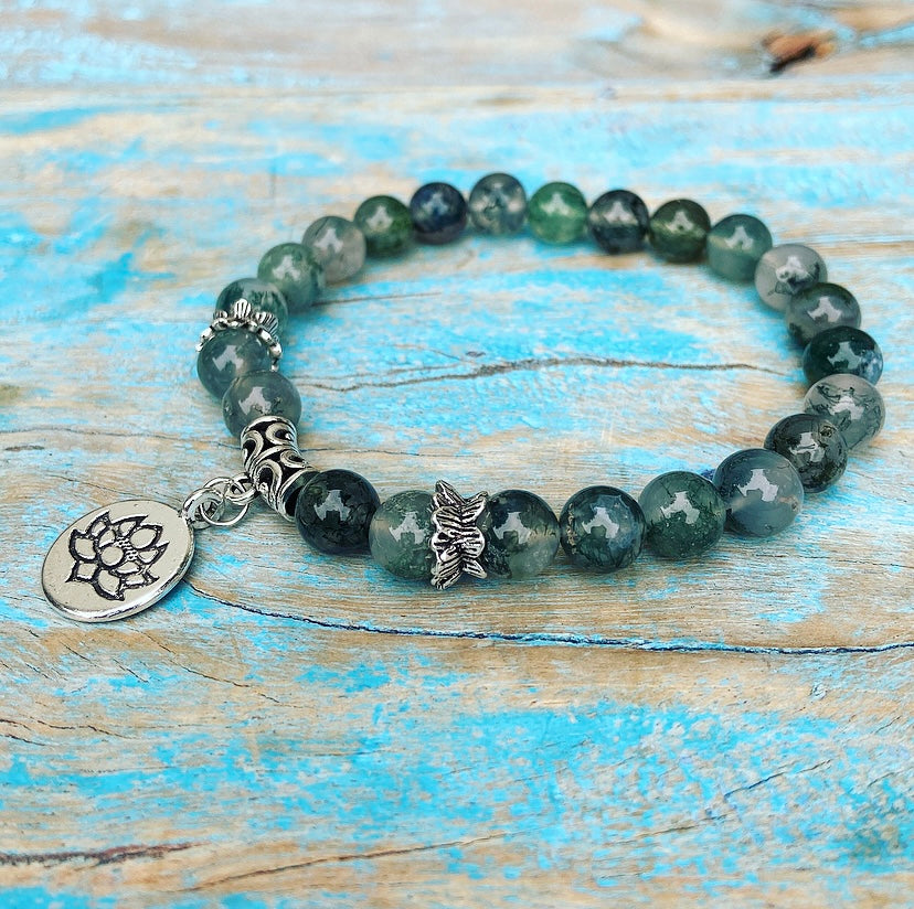 Lucky Charm Armband Mosagaat "Bloeiende Lotus"