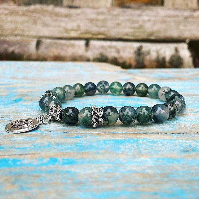 Lucky Charm Armband Mosagaat "Bloeiende Lotus"