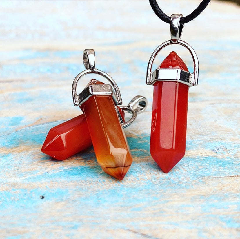 Double point pendant Carnelian "I May Be There"