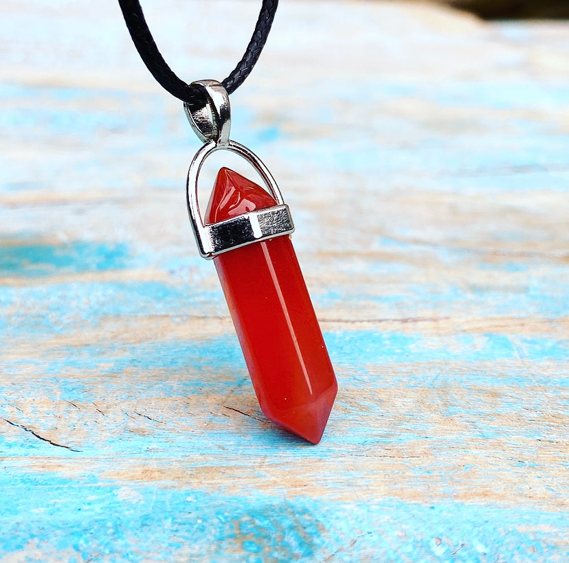Double point pendant Carnelian "I May Be There"