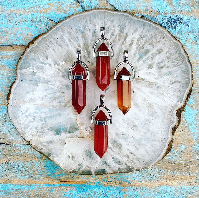 Double point pendant Carnelian "I May Be There"