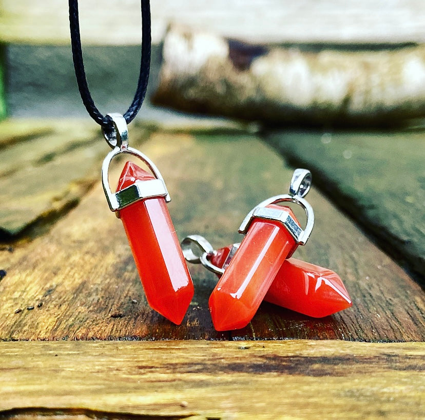 Double point pendant Carnelian "I May Be There"