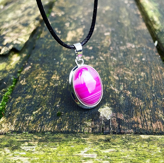 Roze agaat hanger "Emotioneel Evenwicht"