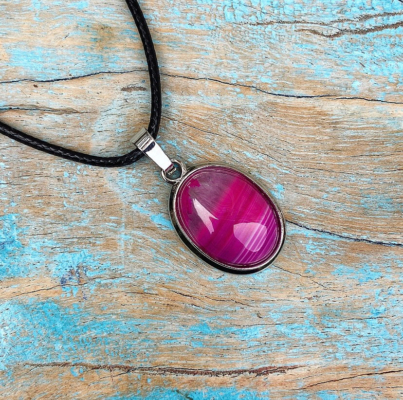 Roze agaat hanger "Emotioneel Evenwicht"