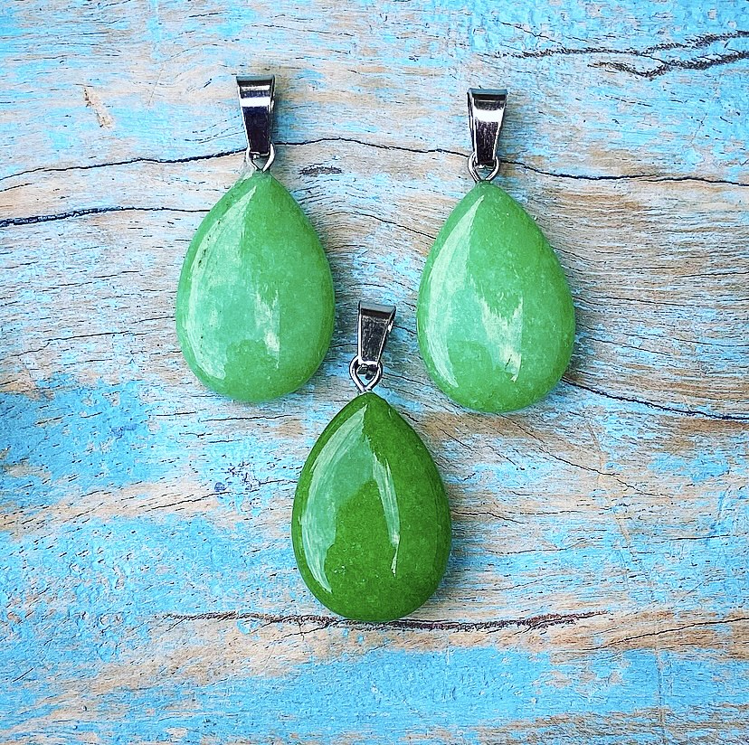 Groene jade hanger "Geluk"
