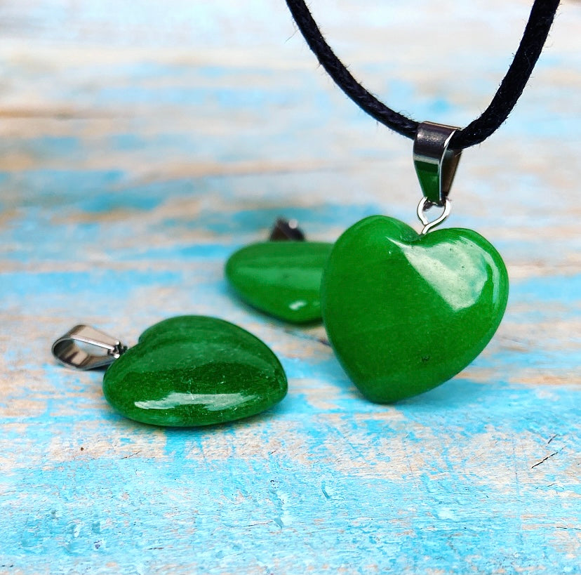 Green jade heart pendant "Heart of Happiness"